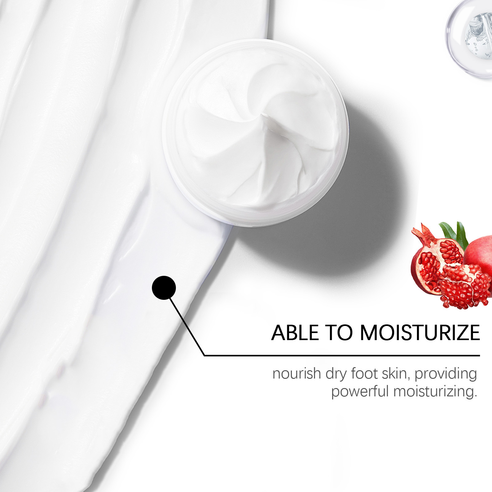 Fußpflegecreme, erweichende Fußpflegecreme mit Granatapfel-Moringasamen, feuchtigkeitsspendende Fußcreme für die Ferse_voghion.com