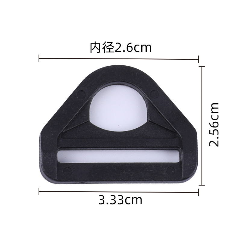 Multi-tamaño de plástico negro en forma de D triángulo hebilla mochila correa bolsa de mano correa ajuste fijo accesorios hebilla