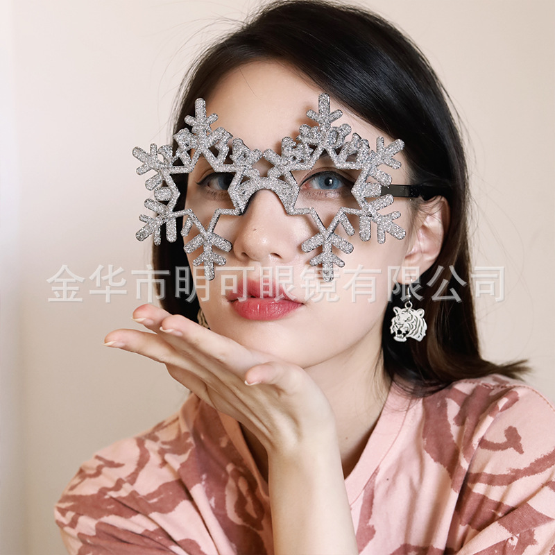 Gafas de Fiesta Navideña con Copo de Nieve de Plástico ABS con Purpurina para Navidad