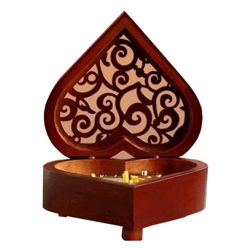 Творческая резьба по дереву в форме сердца Ретро музыкальная шкатулка для детей, подарки на день рождения пар могут быть настроены