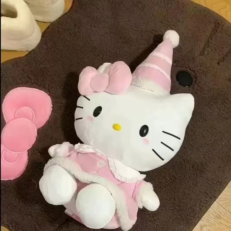 Kitty猫誕生日金人形誕生日帽子ケイティ猫人形kt猫ぬいぐるみ子供ガールフレンド玩具プレゼント|undefined
