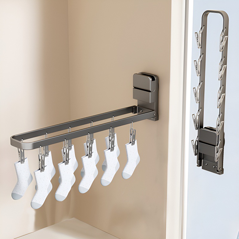 Suction Cup Sock Drying Rack for Balcony Wall, No-Drill Magic Sock Clip, Multi-Clip Multifunctional Sock Drying Rack, Foldable