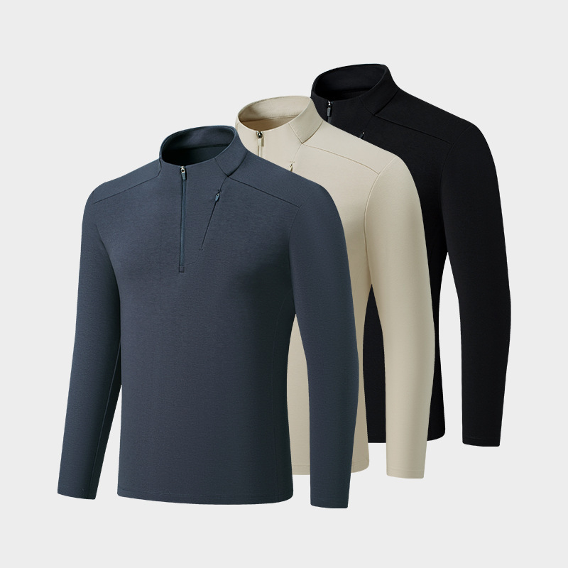 Autumn and Winter Koeneli Men's Half-Zip Stand-Up Collar Sweatshirt Knitted Long-Sleeve Shirt Outdoor Top Inner Layer Fitness Base Shirt Autumn and Winter Koeneli Men's Half-Zip Stand-Up Collar Sweatshirt Knitted Long-Sleeve Shirt Outdoor Top Inner Layer Fitness Base Shirt