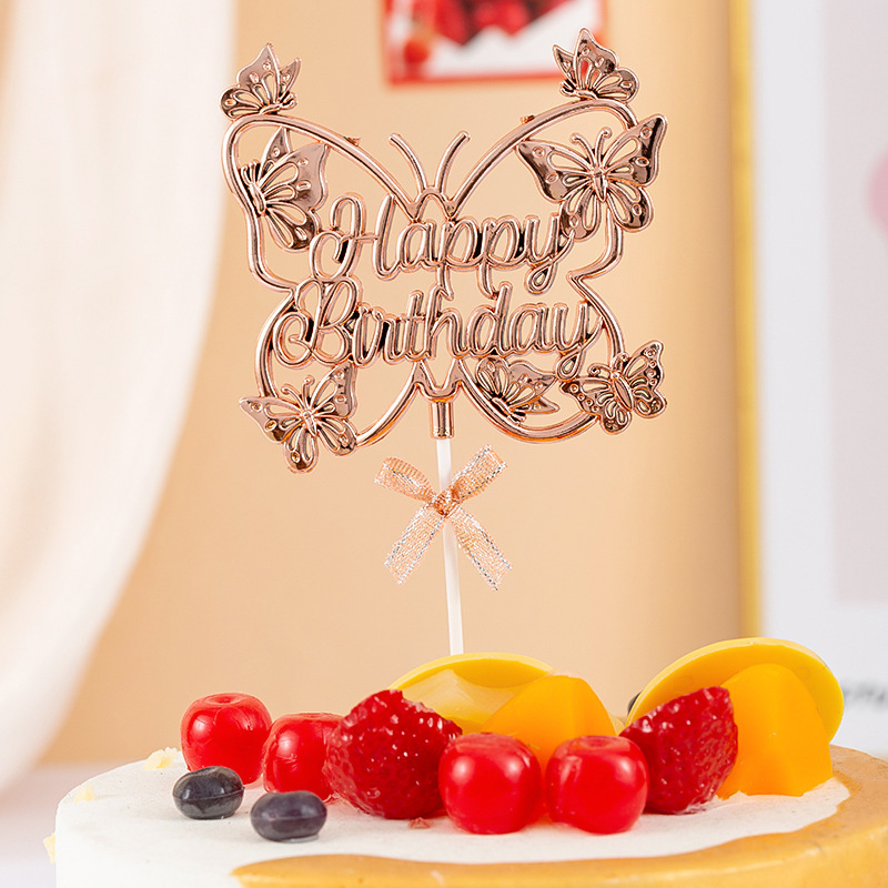 Nuevo transfronterizo mariposa tridimensional decoración de pastel de fiesta de postres decoración de pastel de fiesta