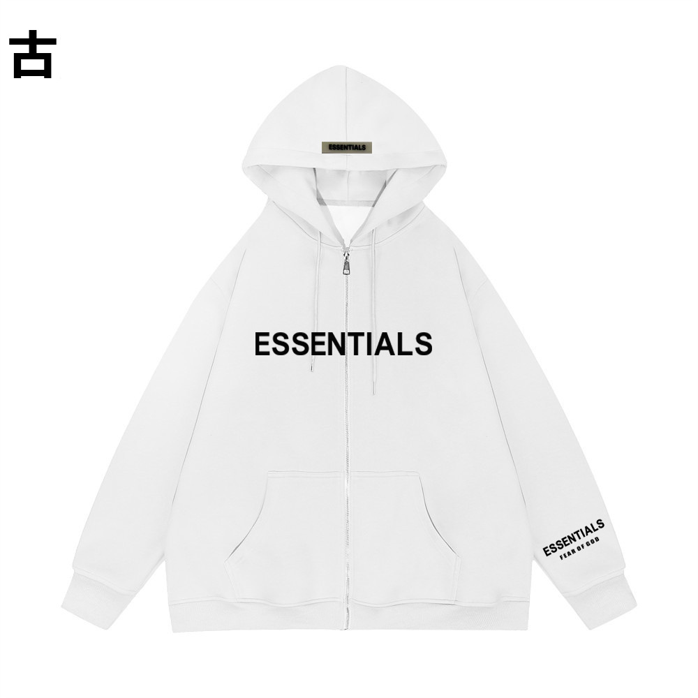 Fear of God Essentials Zip Sweater Fleece Hoodie White