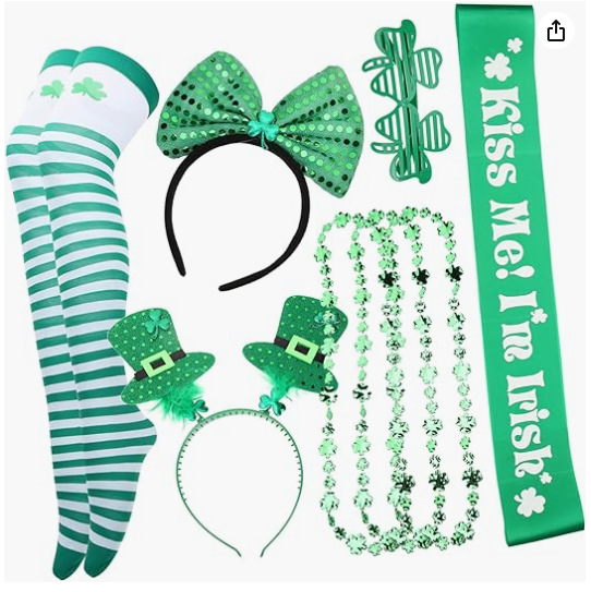 In stock Irish suit St. Patrick's Day suit Irish shoulder strap Clover socks headband necklace
