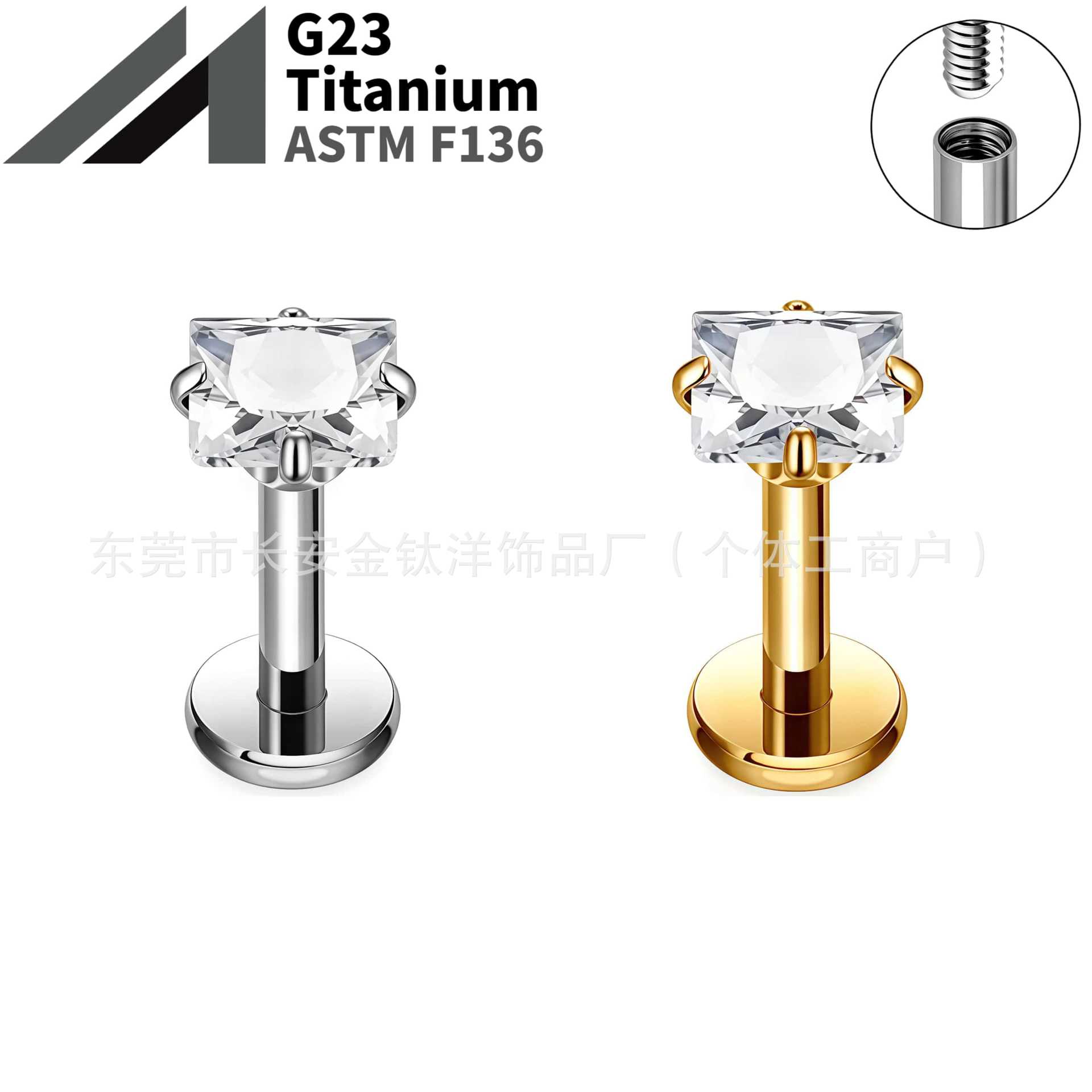 16G labret stud size and finish detail