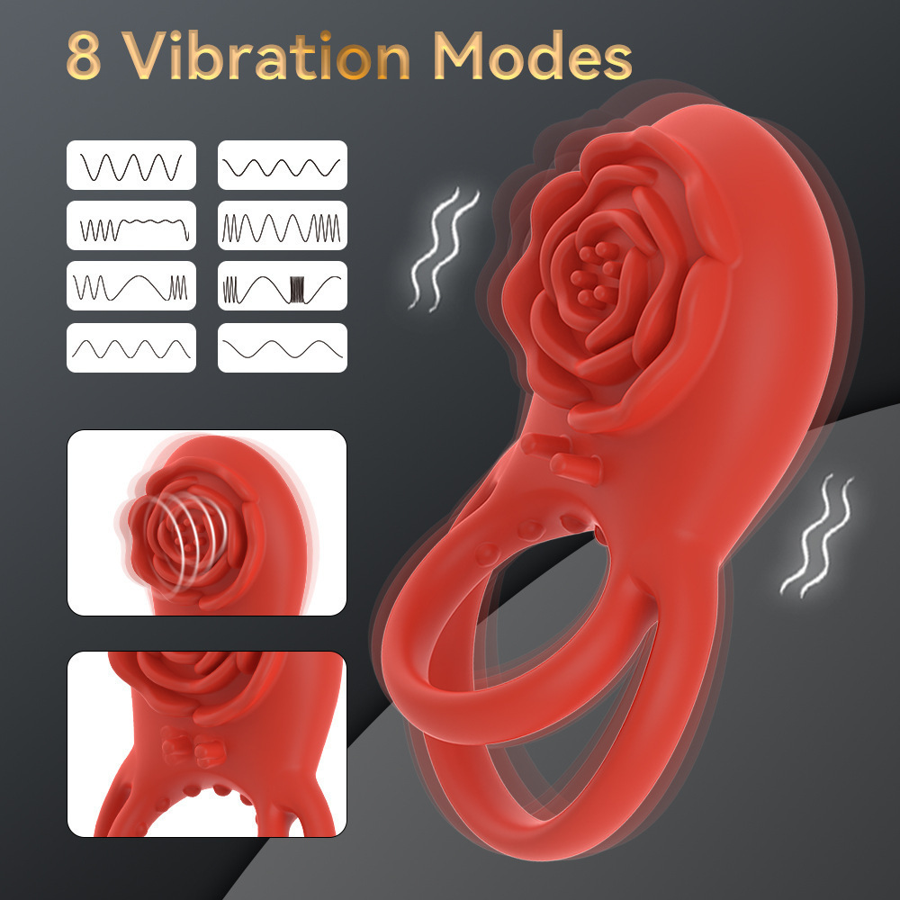 Rose Wireless Remote Vibrating Ring Prostate Massager, 8-Frequency Silicone Cock Ring — detail image 2