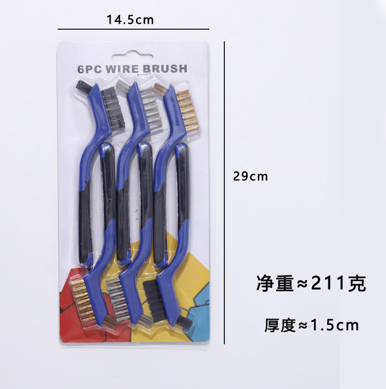 Nueve caballos 3PC traje de doble cabeza cepillo de alambre de acero inoxidable cepillo de alambre de cobre cepillo de limpieza Wenwan cepillo de eliminación de óxido