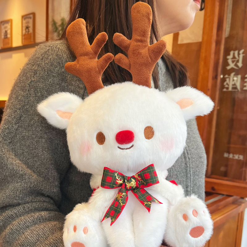Regalos de Navidad, ciervos de Navidad y ciervos de Navidad muñecas, juguetes de peluche, lolly, nieve blanca, niños, niñas