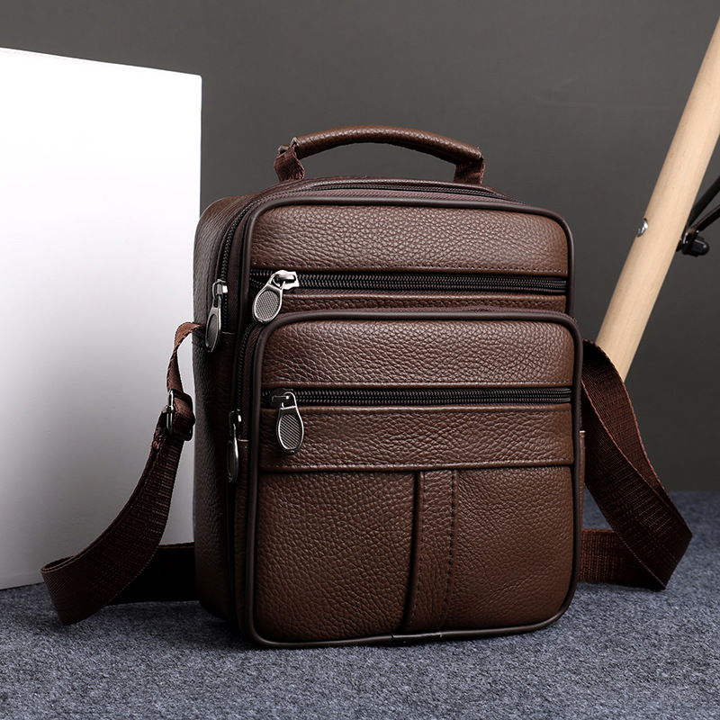 新款真皮男包单肩包竖款韩版商务大容量休闲男士包包斜挎包手提包