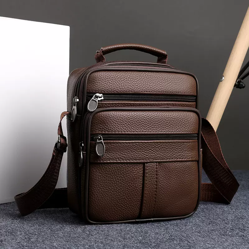 新款真皮男包单肩包竖款韩版商务大容量休闲男士包包斜挎包手提包