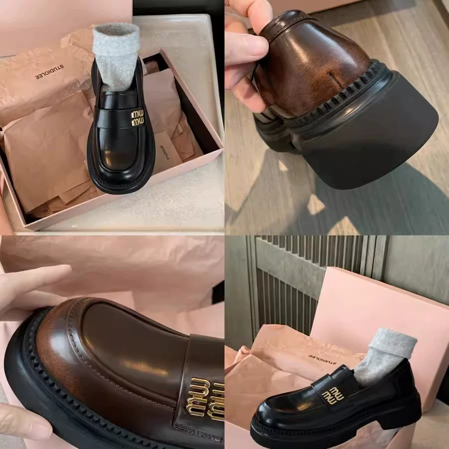 Grape Mom Studiolee Academy Wind Miu ленивые однотонные туфли с металлической пряжкой, маленькие кожаные туфли на весну и осень для женщин