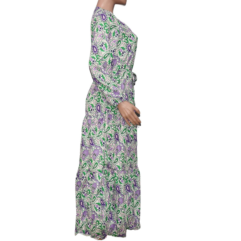 Women's Regular Dress Vintage Style Bohemian V Neck Printing Long Sleeve Printing Maxi Long Dress Daily display picture 6