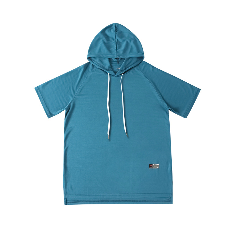 Camiseta con capucha de los hombres de manga corta color sólido Deportes de verano moda Ins con capucha hip hop media manga camiseta de moda Marca Ropa de hombre