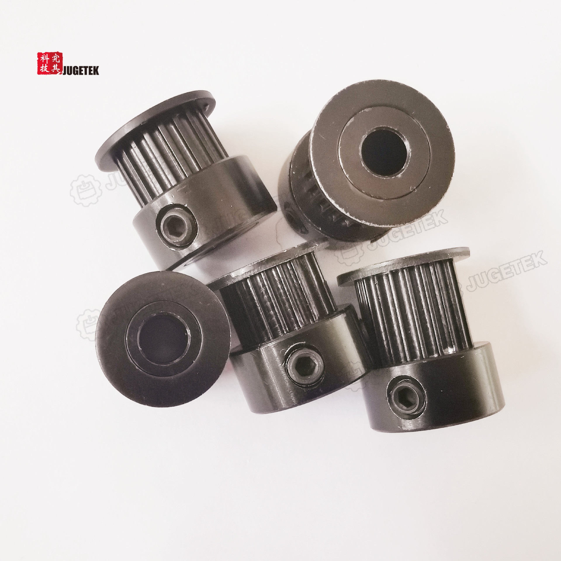 究其科技 黑色阳极氧化 3D打印机同步轮 带轮2GT-16/64/80/20齿