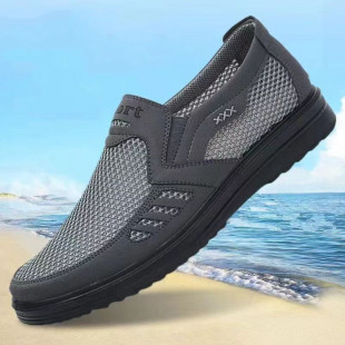 Old Beijing Cloth Shoes Men's Middle-aged and Elderly Summer Mesh Shoes for Dad Thin Breathable Comfortable Mesh Large Size Slip-on Men's Shoes