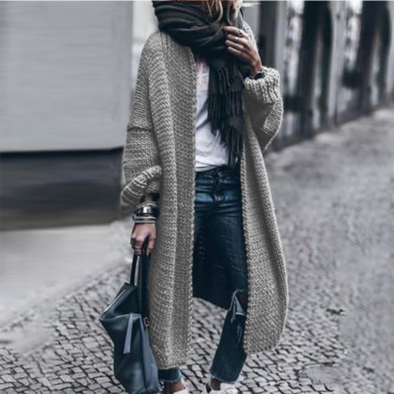 Primavera y otoño de manga larga de punto cardigan casual suéter suelto abrigo