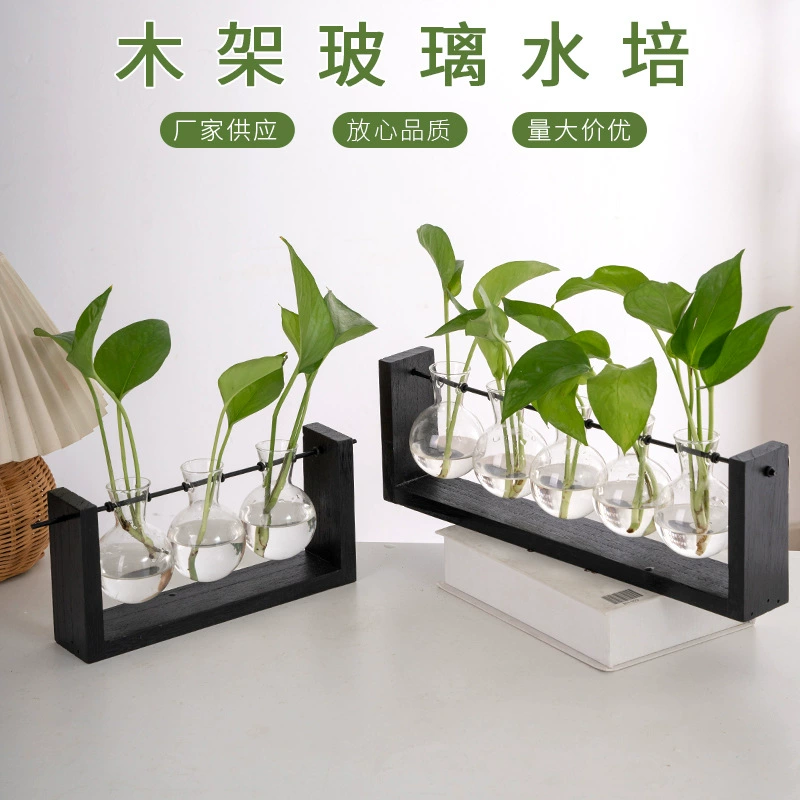 Деревянная рама гидропонная прозрачная стеклянная бутылка креативный домашний рабочий стол гидропонное зеленое растение Цветочная композиция контейнер украшение дома кулон
