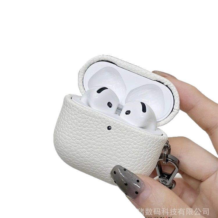 Patrón de lichi PU piel airpods4 funda protectora todo incluido piel aripodspro2 generación auriculares estuche Pro funda blanda