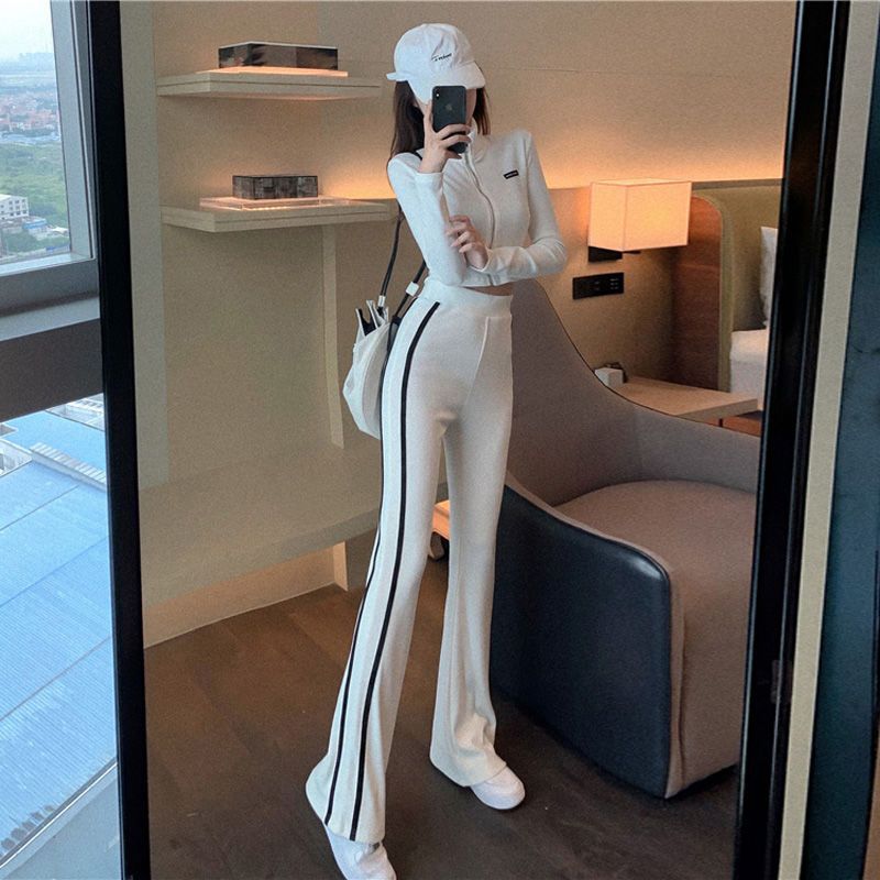 Side Stripesd Sports Suit for Women Spring and Autum 2022 New High-Waisted Slimming Look Casual Fashion Two-Piece Suit