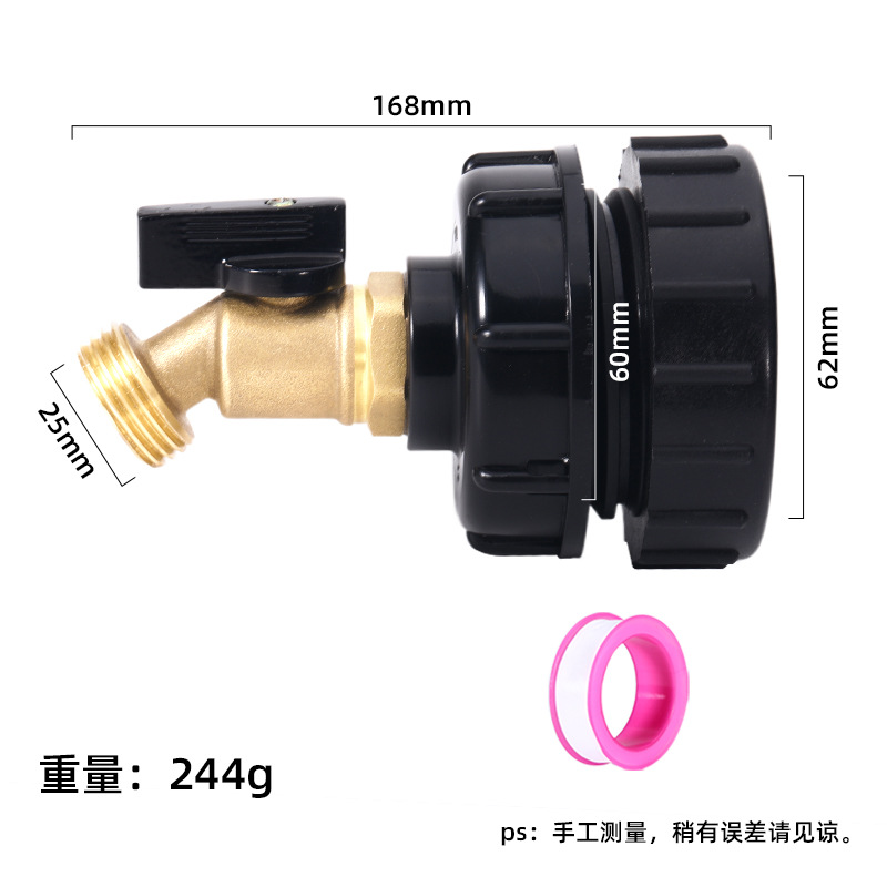 Transfronterizo químico barril IBC Ton barril conector Ton Válvula de barril accesorios Ton barril de latón Boquilla DE AGUA válvula de bola de mariposa grifo