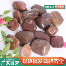 红色抛光鹅卵石园林景观雨花石鱼缸造景工程铺路石头园林景观专用