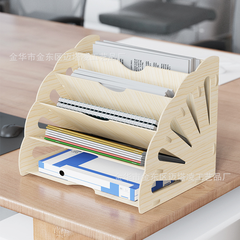 Estante de archivos de escritorio A4 Estante de archivos de madera Estante de archivos de oficina Estante de archivos multicapa Estante de almacenamiento multicámara