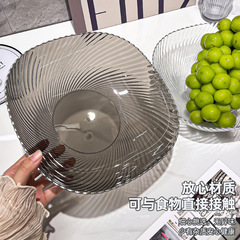 Ins-style household living room coffee table fruit tray luxury fruit tray transparent plastic PET silver edge fruit storage plate
