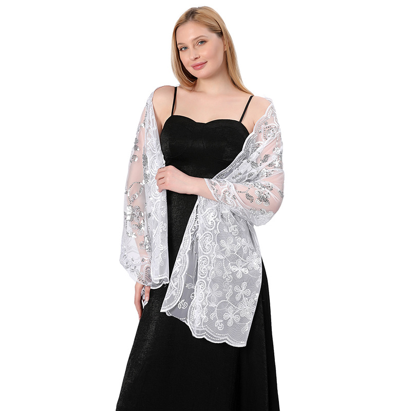 Transfronterizo caliente nuevo lentejuelas chal vestido de novia vestido de noche cheongsam chal novia dama de honor chal bufanda mujeres
