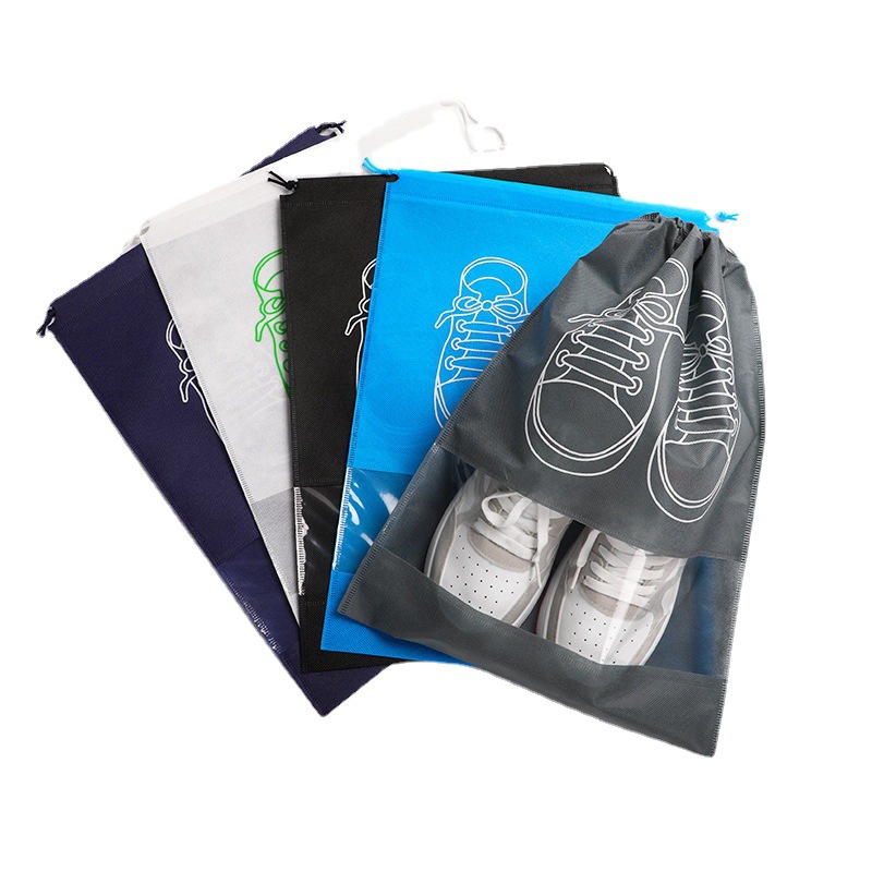 Bolsa de almacenamiento de zapatos no tejidos bolsa de zapatos con cordón de viaje al por mayor ropa transparente organización bolsa de cordón a prueba de polvo