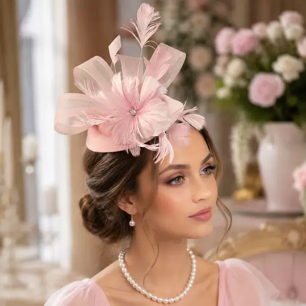 Amazon's best-selling three-dimensional mesh feather flower bridal headpiece for wedding dress, fashion show, party, and ball hair accessories wholesale