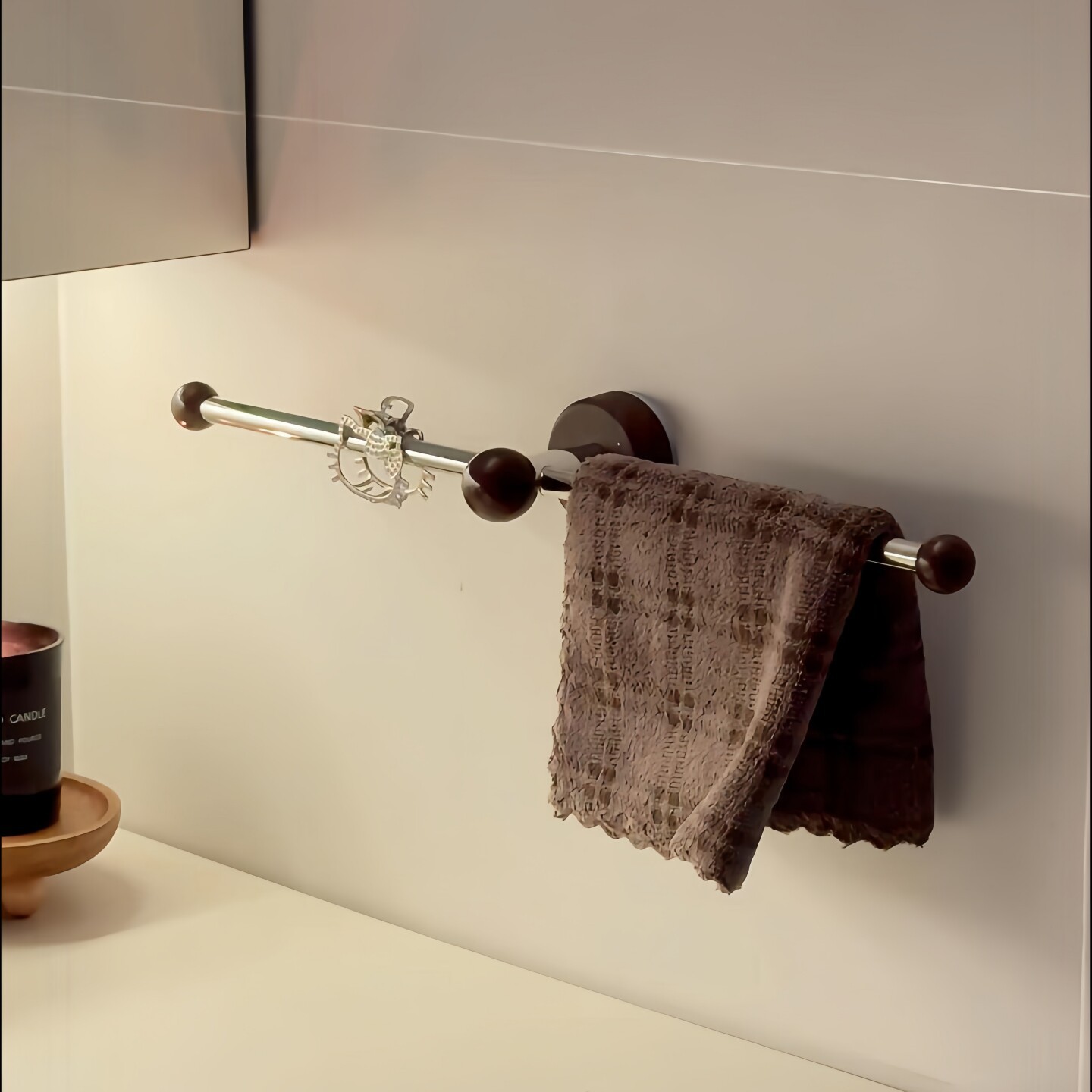 Blogger's favorite product! Suction cup towel rack, bathroom towel hanging rod, single rod, no-drill bath towel shelf