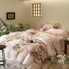 法式浪漫花卉天丝棉四件套春夏季凉感复古风高端丝滑被套床上用品