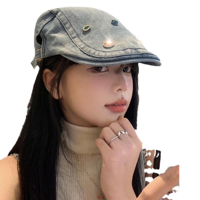 Lavados con agua vaquero hacia adelante sombrero mujer verano nuevo estilo retro hacer vieja cara pequeña boina y2k gran chaqueta sombrero de moda