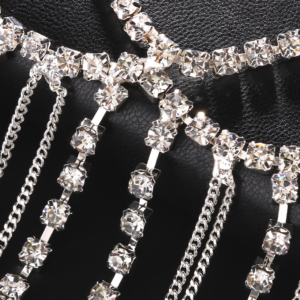 Europeo y americano Super flash cara cubierta borla máscara Halloween sexy rhinestone máscara maquillaje fiesta cara accesorios máscara femenina