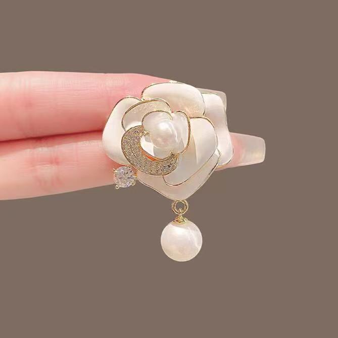 Camellia Perlenbrosche Für Damen Elegante Designer Anstecknadel_voghion.com