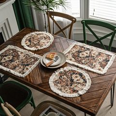 Imanqi Yun Table Banner with Floral Flowers, American Style Fringe Party Decoration, American Style Decoration, Entryway Cover Towel