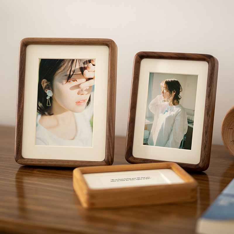 photo frame from natural wood rounded