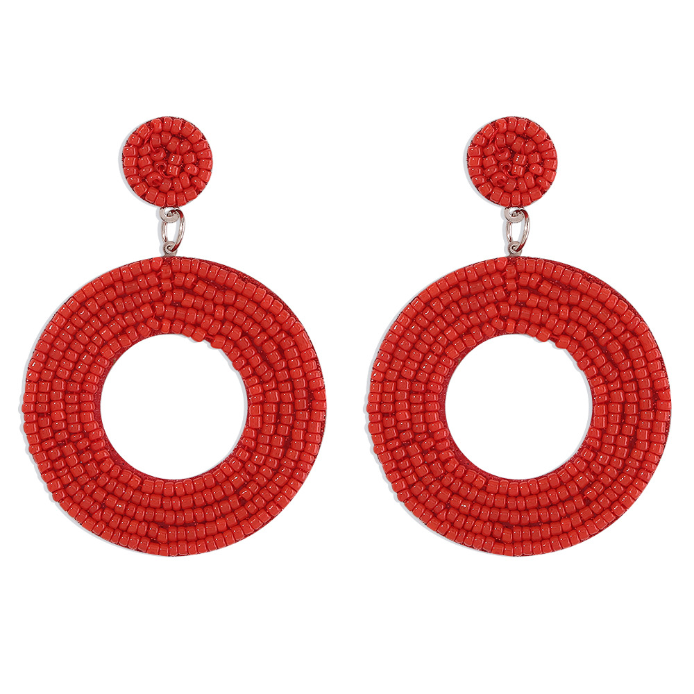 Bohemian geometric round rice bead earrings wholesale Nihaojewelry