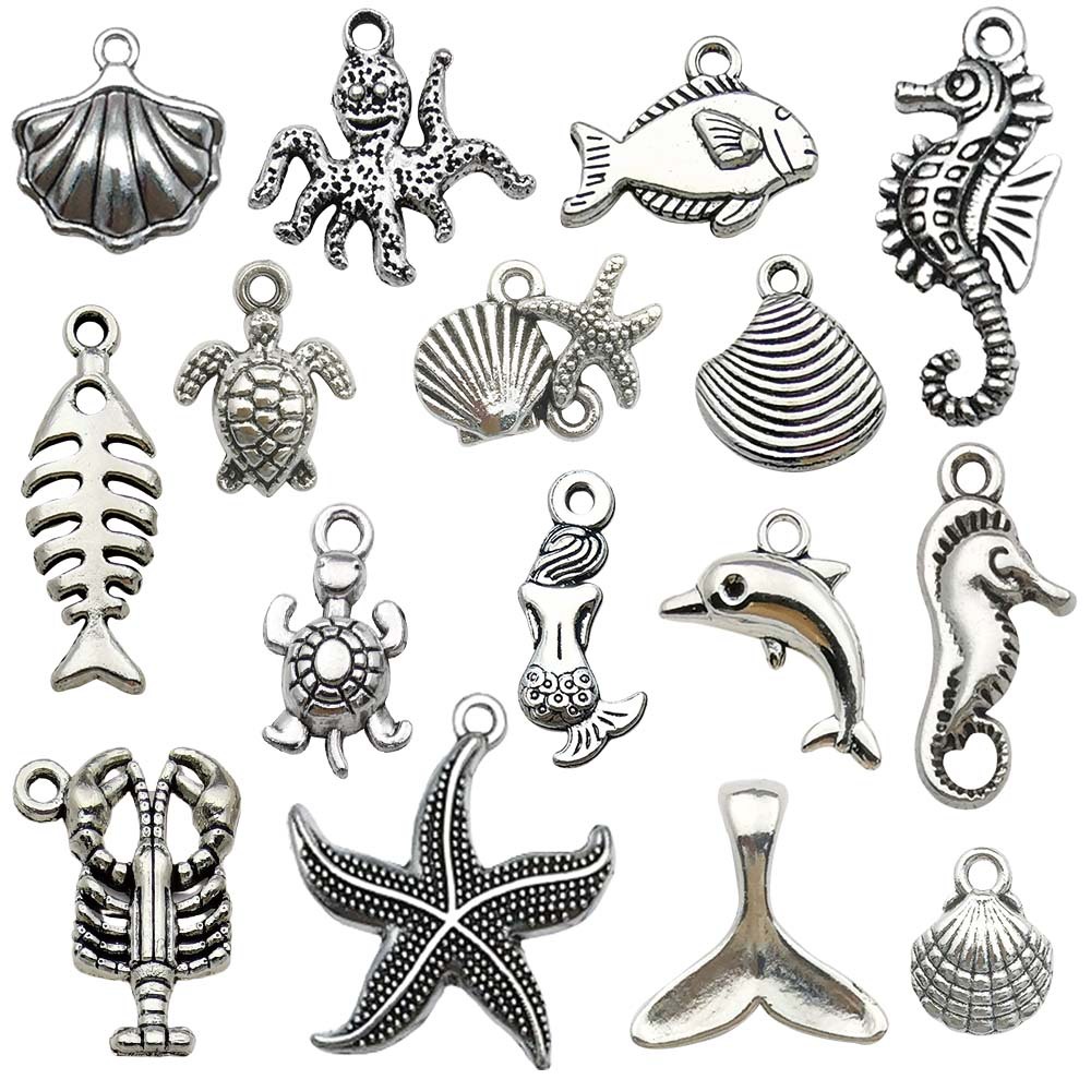 diy饰品配件复古海洋生物海马海星乌龟手链耳环吊坠钥匙扣挂件