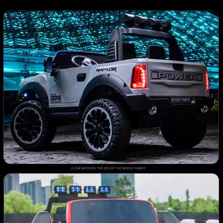 Coche eléctrico para niños, vehículo todoterreno de cuatro ruedas, cochecito grande de dos plazas, coche de control remoto para bebés, coche de juguete para niños, puede sentarse