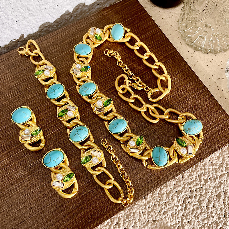49g Weight Bracelets, Necklace Classification 1 Piece Quantity Holiday, Tea Party Occasion Artificial Crystal Material Geometric Pattern Women's Gender Classical, Retro Style Classical Retro Geometric Artificial Crystal Women's Bracelets Necklace 7