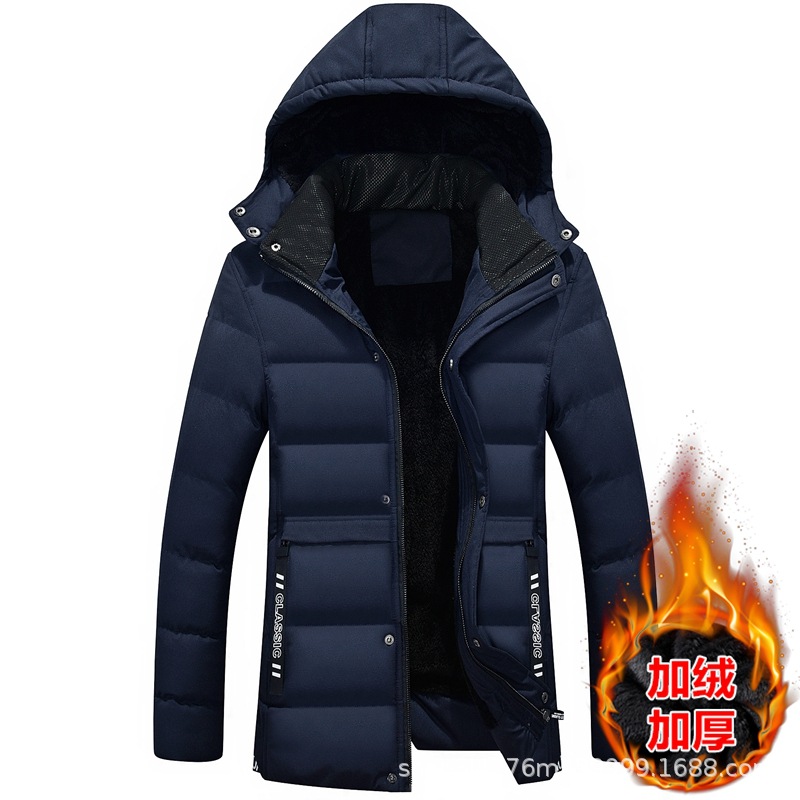 Abrigo acolchado de algodón transfronterizo para Hombres Nuevo invierno forrado de lana engrosado Abrigo acolchado de algodón Abrigo con capucha estilo coreano para hombres guapo Abrigo acolchado de algodón al por mayor