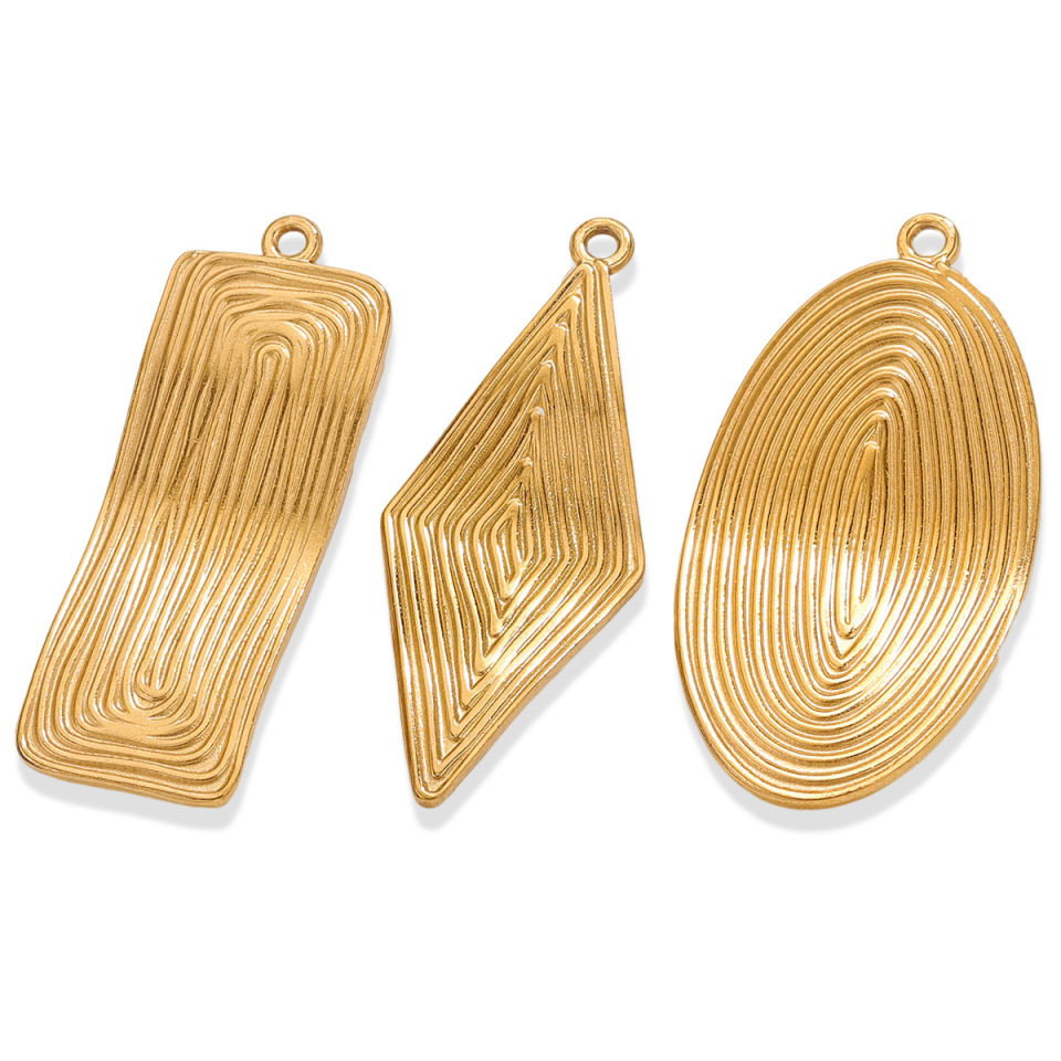 304 Stainless Steel Material 1 Piece 25*47.5mm 304 Stainless Steel PVD Coated Real Gold Plated Geometric Pendant DIY Jewelry Accessories