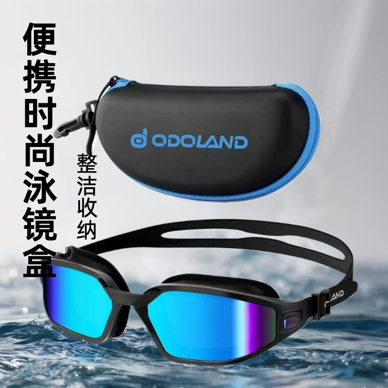 Fashion boutique swimming goggles box waterproof PU leather sunglasses box custom large printing zipper color matching glasses packaging