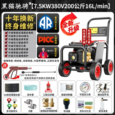 Car washing machine: Black Cat High-Pressure Car Washing Machine - genuine-and-unexaggeratedprofessional-rust-removal380v75kw-italian-ar-pump-10m-steel-wire-hose