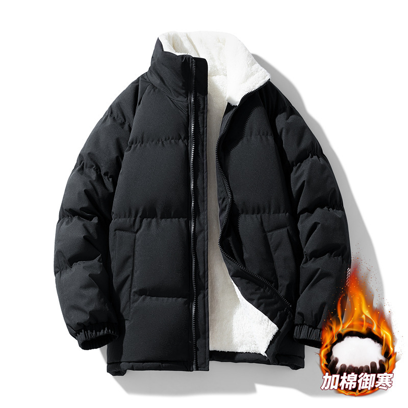 冬季防风加厚立领撞色棉服男冬季防风加厚情侣同款棉袄面包服外套|undefined
