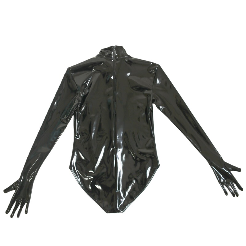 Latex Ammonia Sexy Three-Dimensional Low-Cut One-Piece Mb09 Gloves Tight-Fitting Full-Body Erotic Outfit Sexy Patent Leather Shapewear