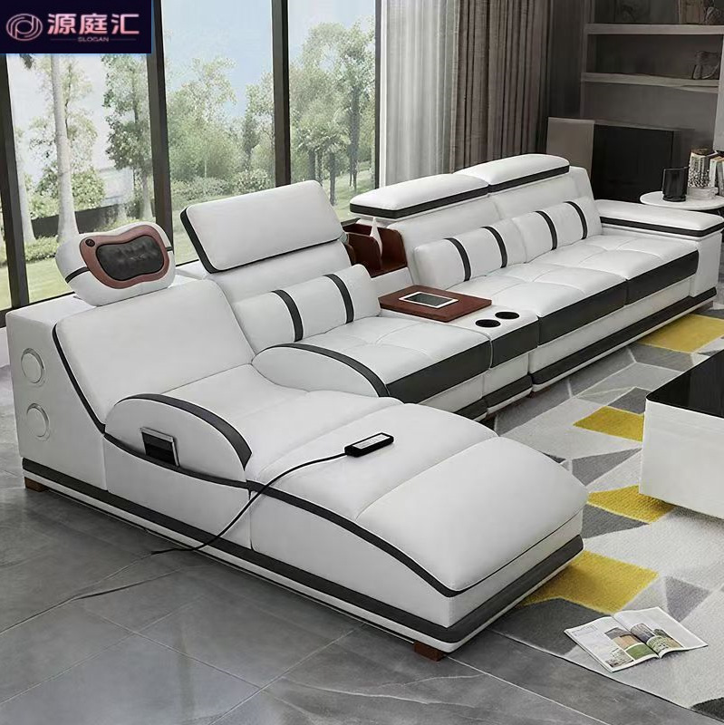 Massage Leather Sofa Italian Minimalist Living Room Smart Multifunctional Sofa 2025 New Corner Leather Art Sofa